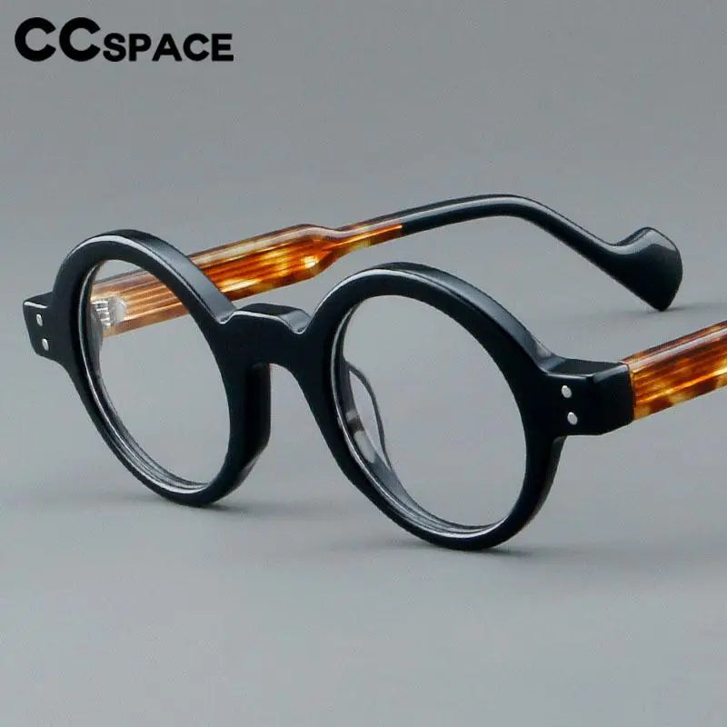 CCspace Unisex Full Rim Round Acetate Eyeglasses 57257 Full Rim CCspace