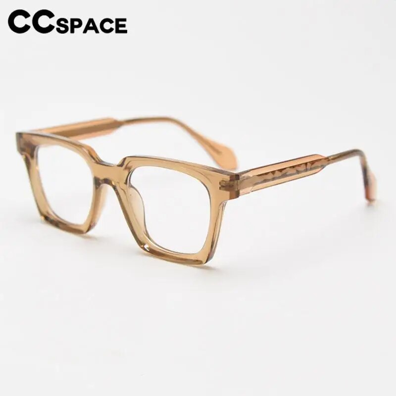 CCspace Unisex Full Rim Square Tr 90 Titanium Eyeglasses 57023 Full Rim CCspace