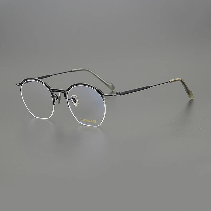 Nobler Unisex Semi Rim Round Titanium Eyeglasses 190035 Semi Rim Nobler C2