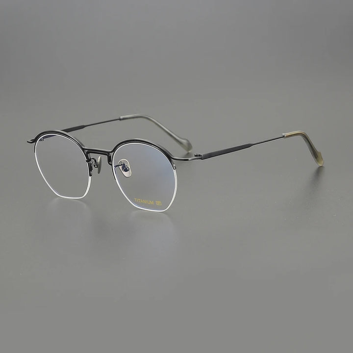 Nobler Unisex Semi Rim Round Titanium Eyeglasses 190035 Semi Rim Nobler C2