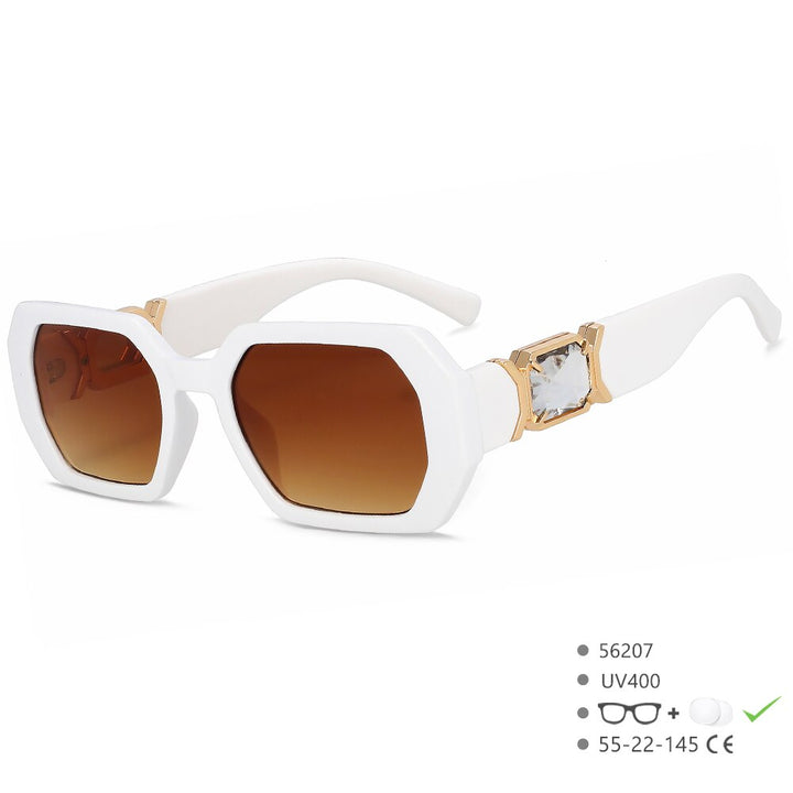 CCspace Women's Full Rim Oversized Square Resin UV400 Sunglasses 56207 Sunglasses CCspace Sunglasses WhiteTea