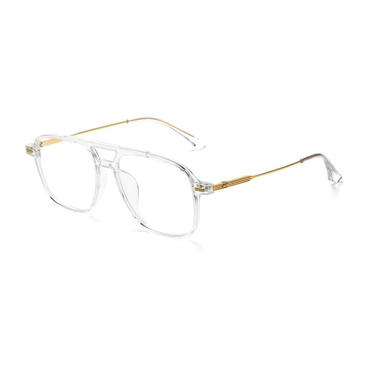 Yimaruili Unisex Full Rim Square Double Bridge Tr 90 Titanium Eyeglasses 98008f Full Rim Yimaruili Eyeglasses Transparent