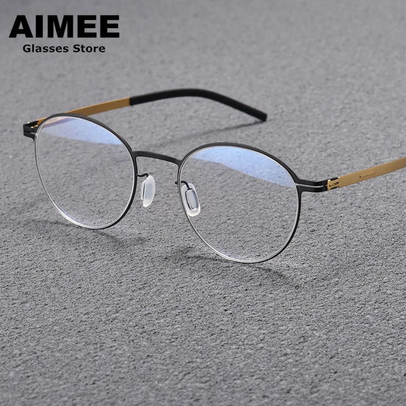 Aimee Women's Full Rim Round Screwless Titanium Eyeglasses 13149
