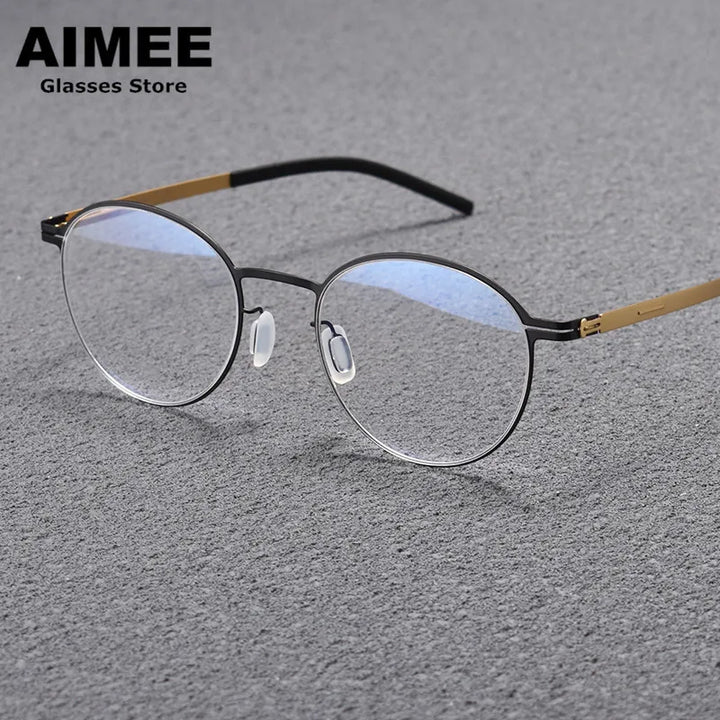 Aimee Women's Full Rim Round Screwless Titanium Eyeglasses 13149