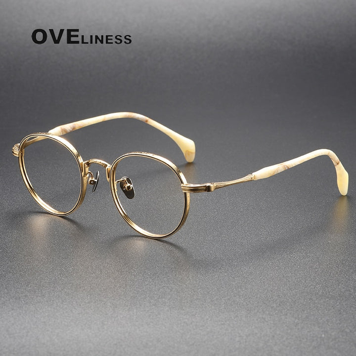 Oveliness Unisex Full Rim Round Titanium Eyeglasses 80862 Full Rim Oveliness