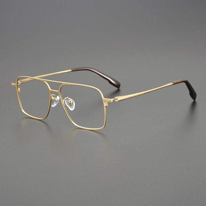 Gatenac Unisex Full Rim Square Double Bridge Titanium Eyeglasses Gxyj1115 Full Rim Gatenac