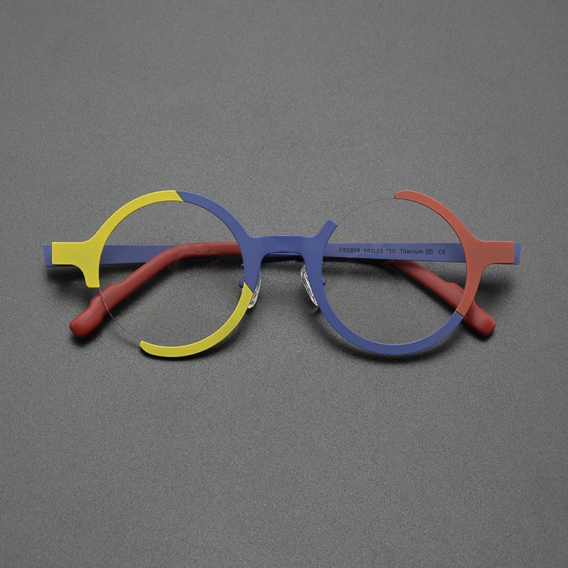 Nobler Unisex Semi Rim Round Titanium Eyeglasses 5808 Full Rim Nobler C3