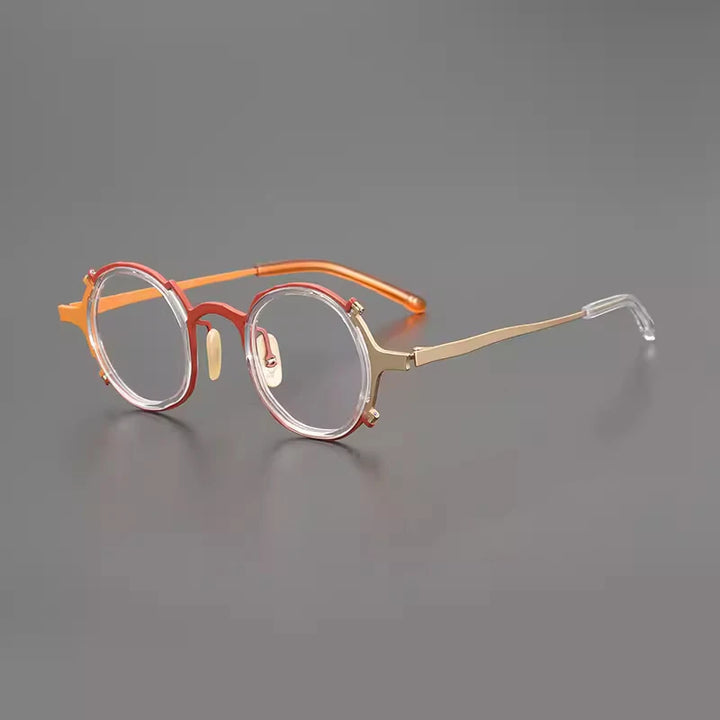 Gatenac Unisex Full Rim Round Titanium Eyeglasses Gxyj1213 Full Rim Gatenac Gold