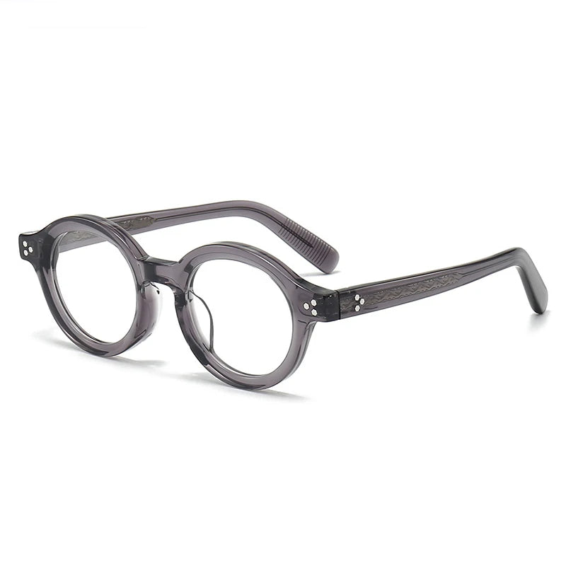 Black Mask Unisex Full Rim Round Thick Acetate Eyeglasses 94148 Full Rim Black Mask Gray