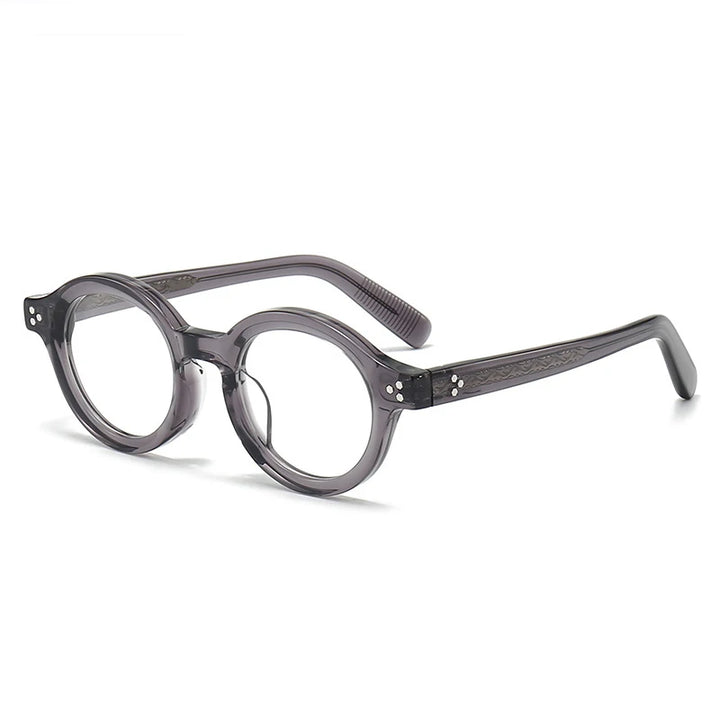 Black Mask Unisex Full Rim Round Thick Acetate Eyeglasses 94148 Full Rim Black Mask Gray