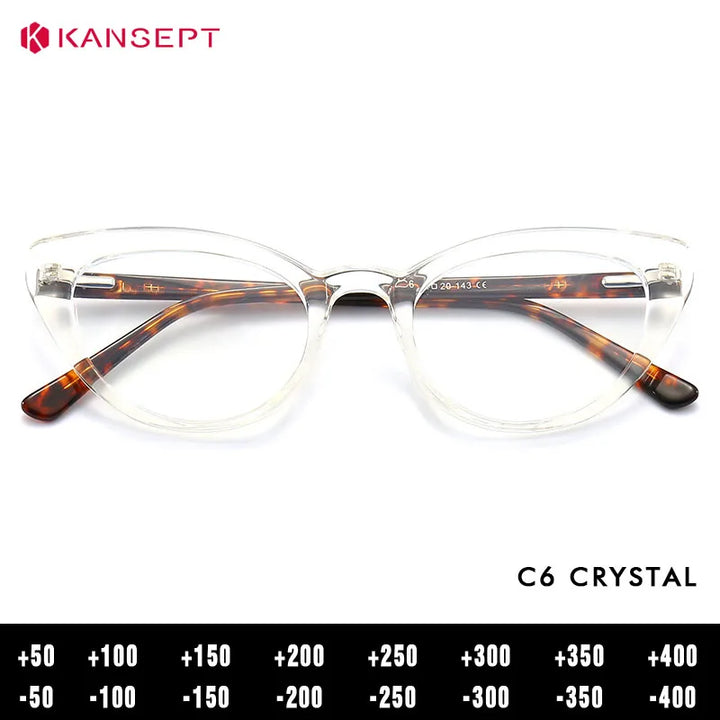 Kansept Women's Full Rim Oval Cat Eye Tr 90 Alloy Reading Glasses 58338