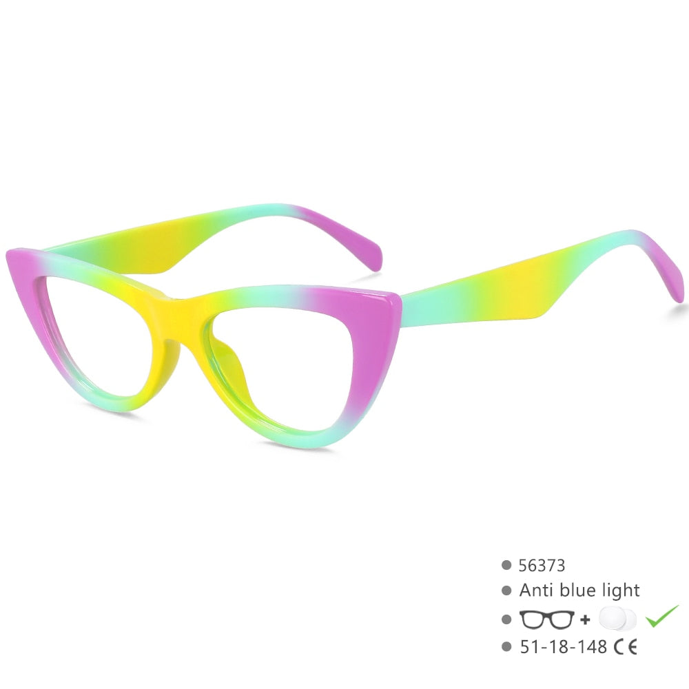 CCspace Women's Full Rim Cat Eye Acetate Eyeglasses 56373 Full Rim CCspace China Rainbow