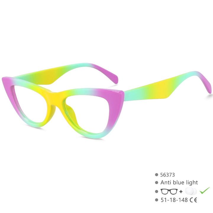 CCspace Women's Full Rim Cat Eye Acetate Eyeglasses 56373 Full Rim CCspace China Rainbow