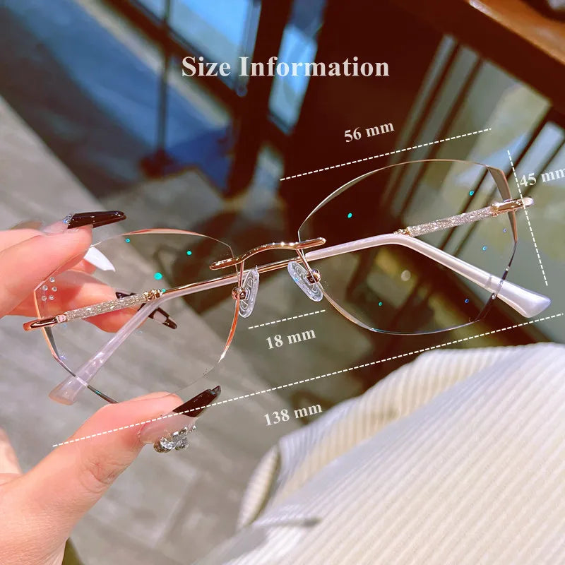 Chashma Ochki Women's Rimless Oval Titanium Eyeglasses 88606 Rimless Chashma Ochki