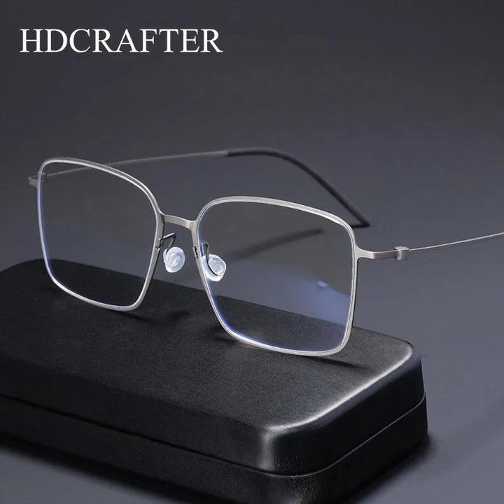 Hdcrafter Unisex Full Rim Polygon Square Titanium Eyeglasses 425535 Full Rim Hdcrafter Eyeglasses