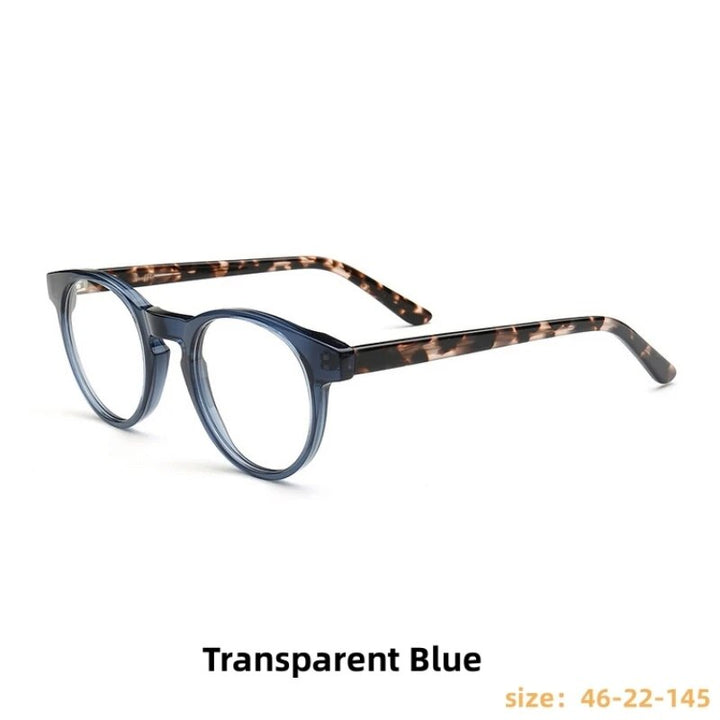KatKani Unisex Full Rim Round Acetate Eyeglasses 209 Full Rim KatKani Eyeglasses Transparent Blue  