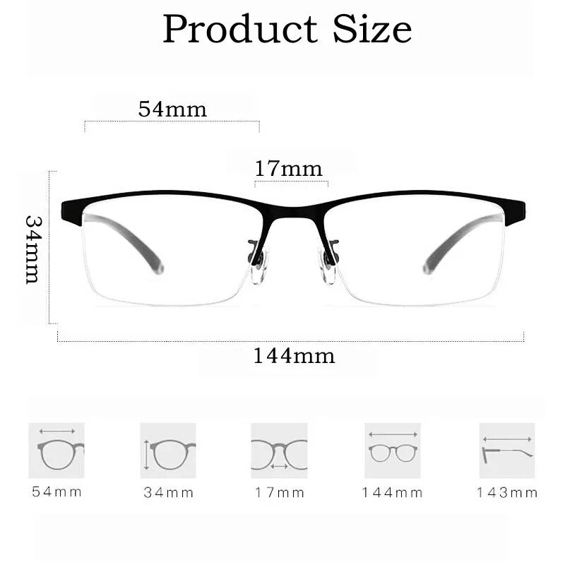 Yimaruili Men's Full Semi Rim Square Alloy Eyeglasses P9211 P9212 Semi Rim Yimaruili Eyeglasses