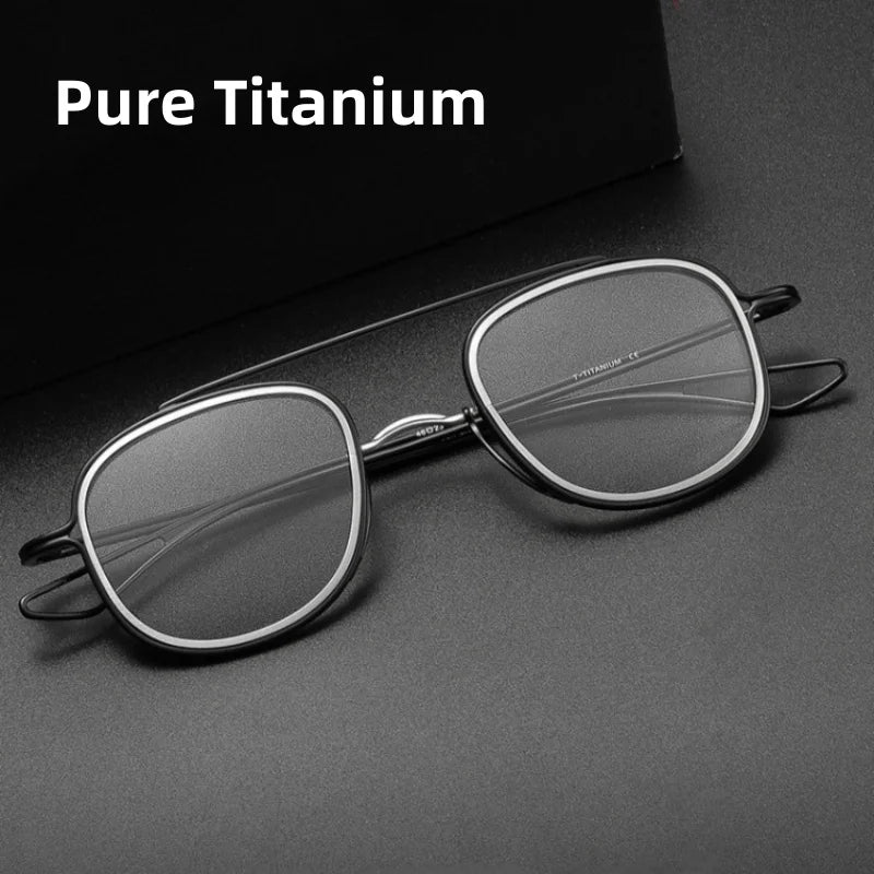 Kocolior Unisex Full Rim Square Double Bridge Titanium Eyeglasses 3185 Full Rim Kocolior