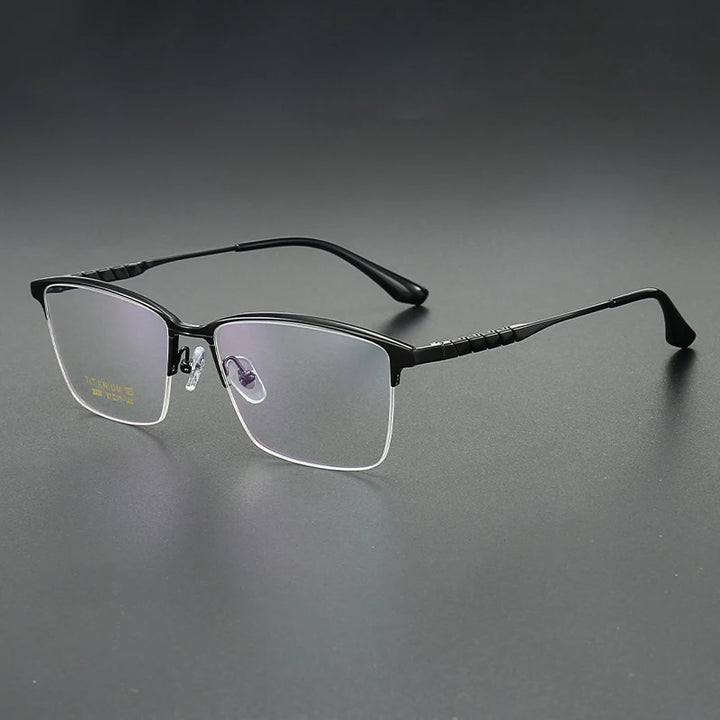 Muzz Men's Semi Rim Brow Line Square Titanium Eyeglasses 82908