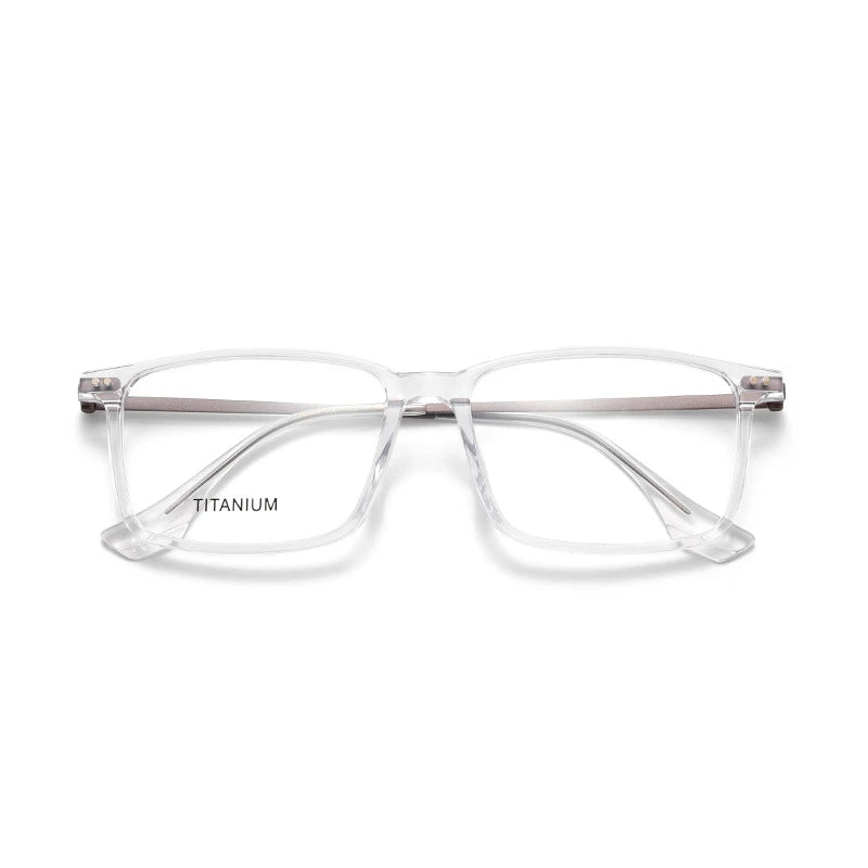 Aror Unisex Full Rim Square Acetate Titanium Eyeglasses 842195 Full Rim Aror transparent