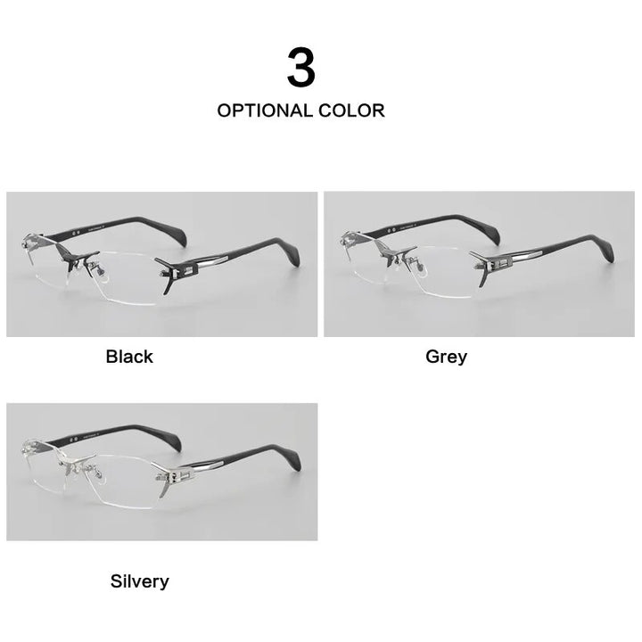 Muzz Men's Rimless Square Titanium Acetate Eyeglasses 1141w Rimless Muzz