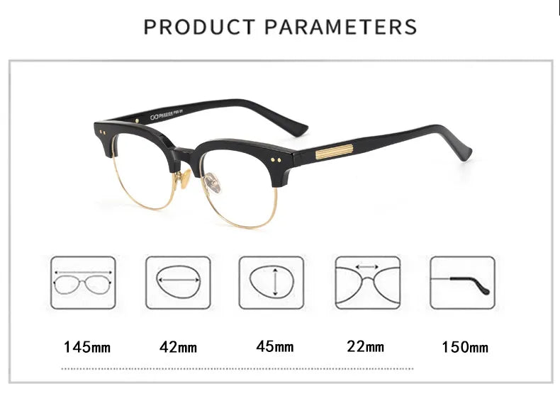 Black Mask Unisex Semi Rim Square Acetate Eyeglasses 15022 Full Rim Black Mask