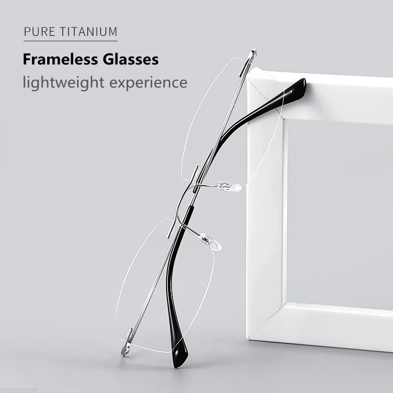 Kocolior Unisex Rimless Square Titanium Hyperopic Reading Glasses 8161 Reading Glasses Kocolior