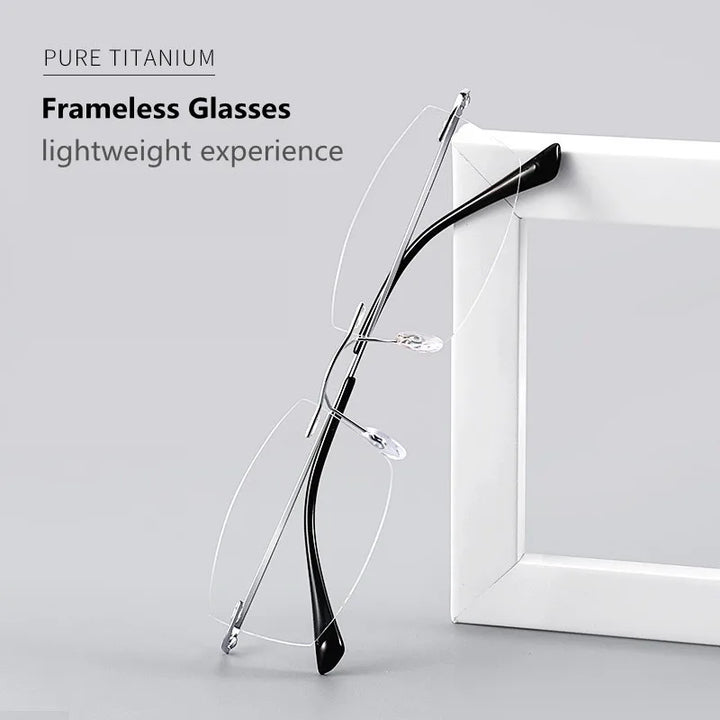 Kocolior Unisex Rimless Square Titanium Hyperopic Reading Glasses 8161 Reading Glasses Kocolior