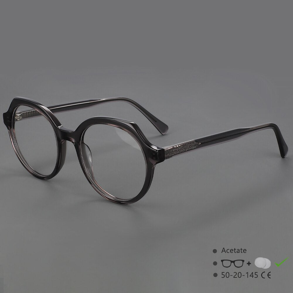 CCspace Unisex Full Rim Irregular Round Acetate Eyeglasses 55911 Full Rim CCspace Grey China