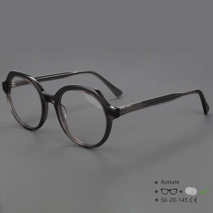 CCspace Unisex Full Rim Irregular Round Acetate Eyeglasses 55911 Full Rim CCspace Grey China