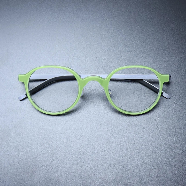 Gatenac Unisex Full Rim Round Acetate Eyeglasses Gxyj1239 Full Rim Gatenac Green