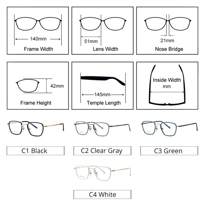 Ralferty Unisex Full Rim Square Titanium Acetate Eyeglasses 92319 Full Rim Ralferty