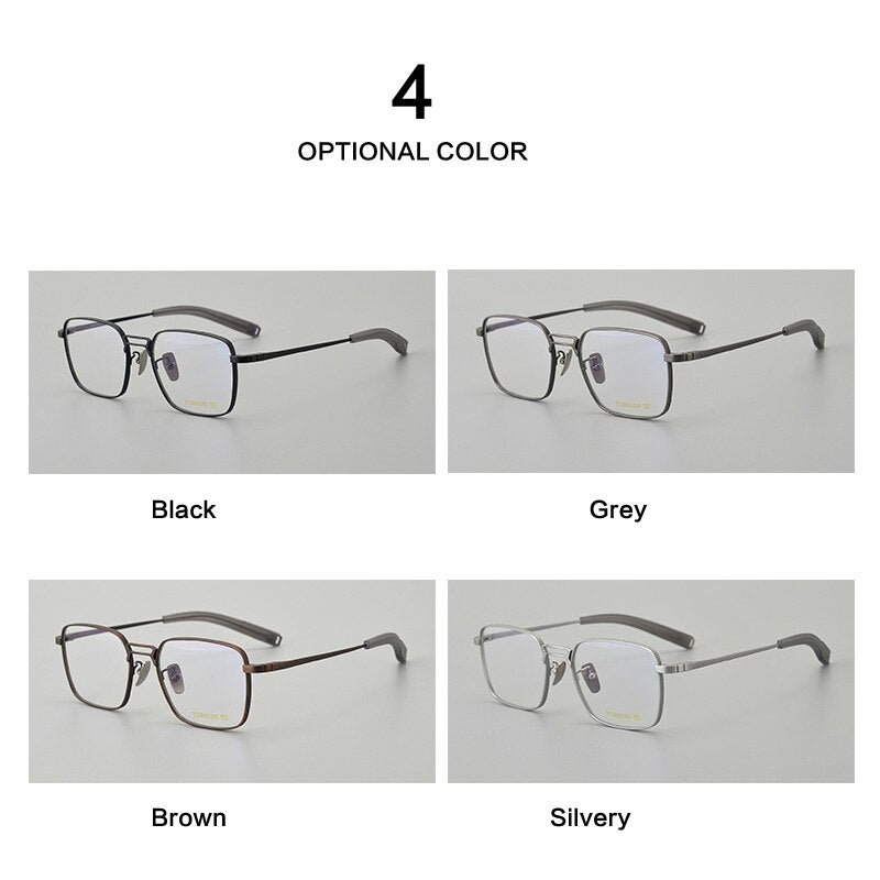 Muzz Men's Full Rim Square Titanium Acetate Eyeglasses 8827 Full Rim Muzz