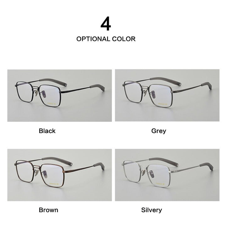 Muzz Men's Full Rim Square Titanium Acetate Eyeglasses 8827 Full Rim Muzz