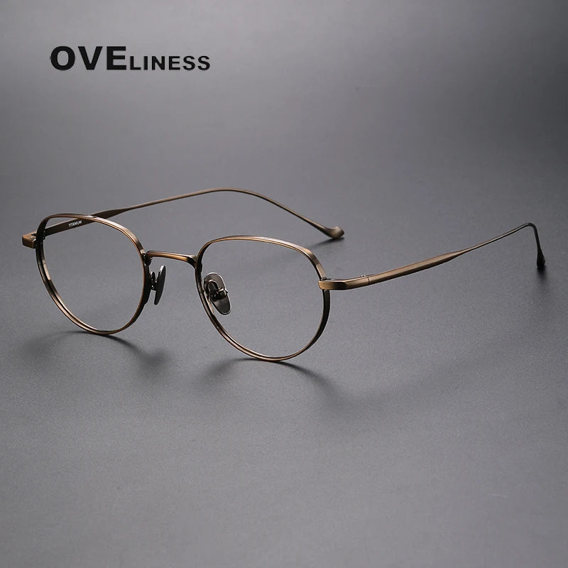 Oveliness Unisex Full Rim Oval Titanium Eyeglasses 0100 Full Rim Oveliness bronze