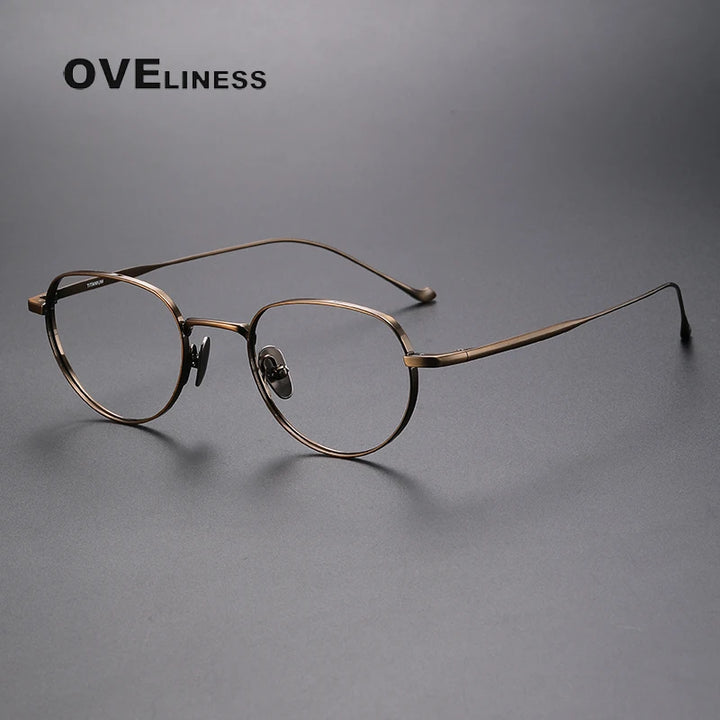 Oveliness Unisex Full Rim Oval Titanium Eyeglasses 0100 Full Rim Oveliness bronze