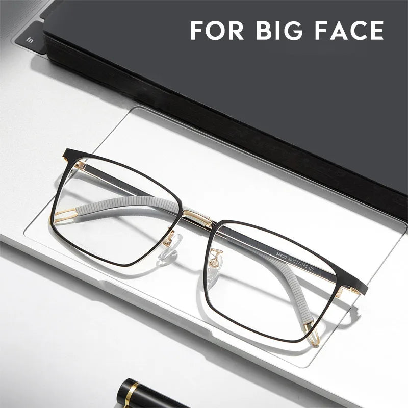 Kansept Men's Full Rim Big Square Stainless Steel Eyeglasses 34630 Full Rim Kansept