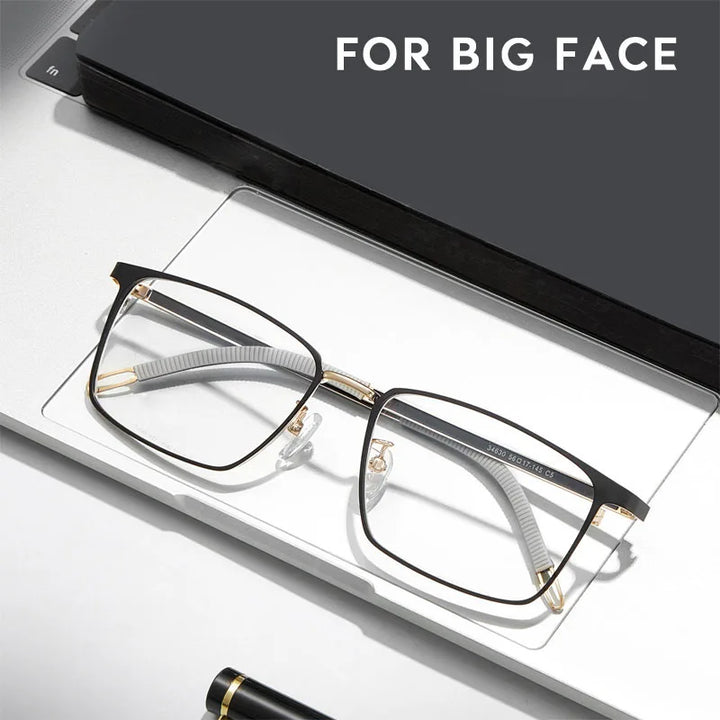 Kansept Men's Full Rim Big Square Stainless Steel Eyeglasses 34630 Full Rim Kansept