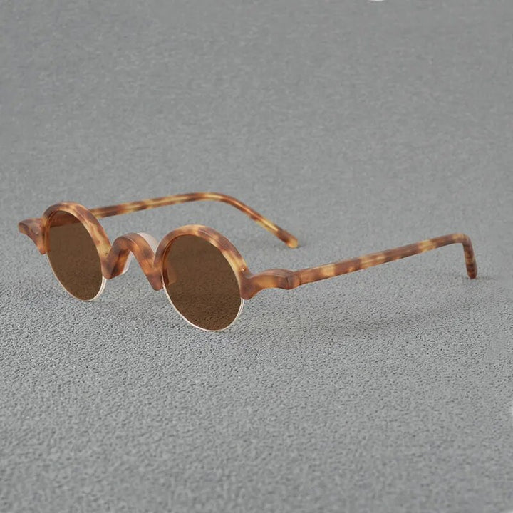 Yujo Unisex Semi Rim Round Acetate Polarized Sunglasses 35mm Sunglasses Yujo