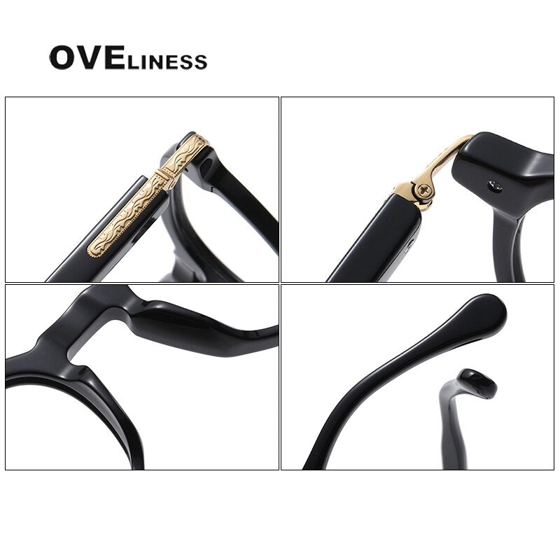 Oveliness Unisex Full Rim Square Acetate Titanium Eyeglasses 80855 Full Rim Oveliness