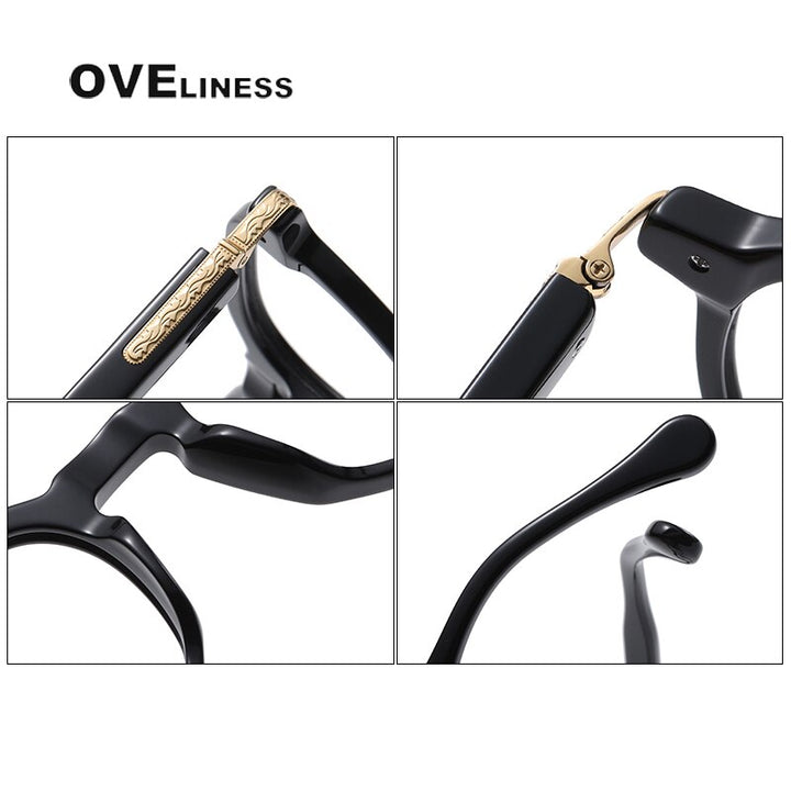 Oveliness Unisex Full Rim Square Acetate Titanium Eyeglasses 80855 Full Rim Oveliness