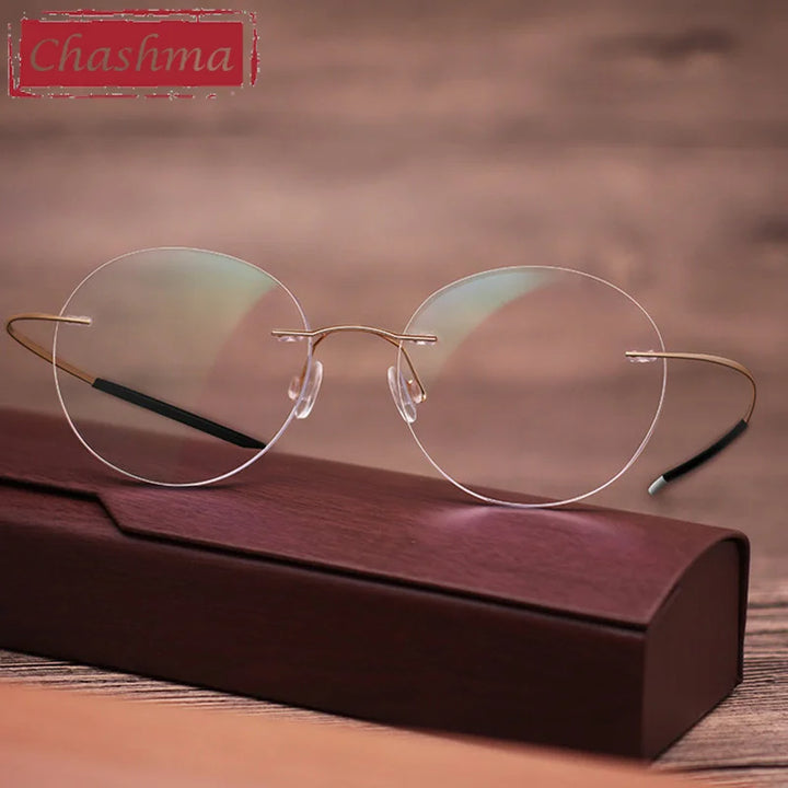 Chashma Unisex Rimless Oval Titanium Custom Lens Shape Eyeglasses 16016 Rimless Chashma
