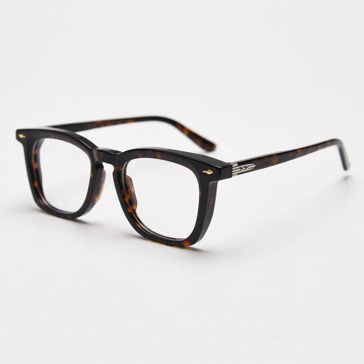 Black Mask Unisex Full Rim Square Acetate Eyeglasses 98624 Full Rim Black Mask Tortoise