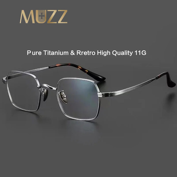 Muzz Unisex Full Rim Polygon Square Titanium Eyeglasses 416801