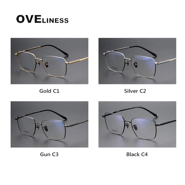 Oveliness Men's Full Rim Square Titanium Eyeglasses 80904 Full Rim Oveliness
