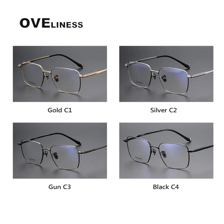 Oveliness Men's Full Rim Square Titanium Eyeglasses 80904 Full Rim Oveliness   