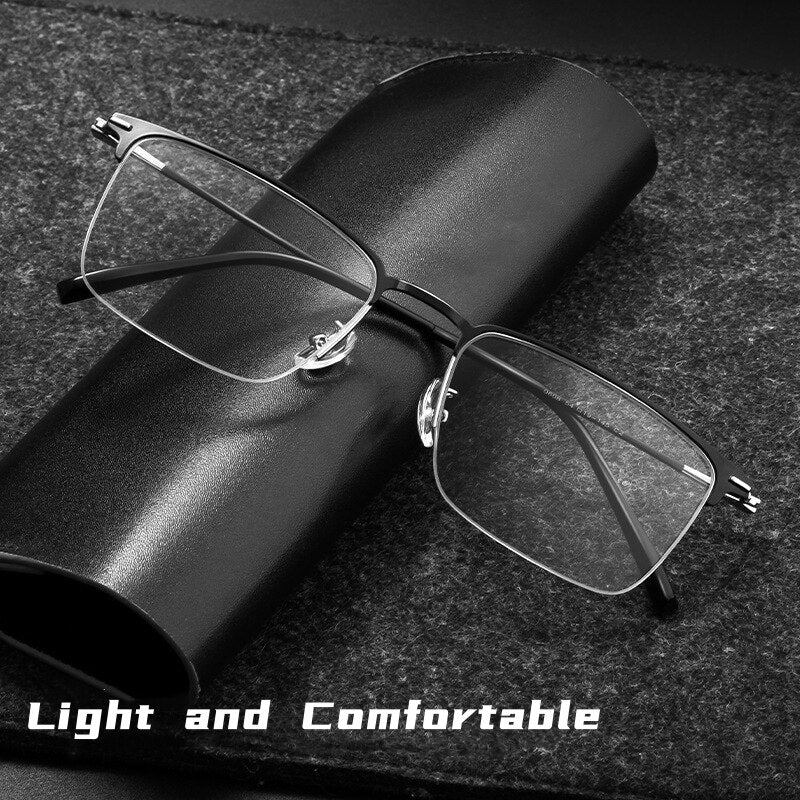 Yimaruili Men's Semi Rim Square Alloy Eyeglasses 0608 Semi Rim Yimaruili Eyeglasses