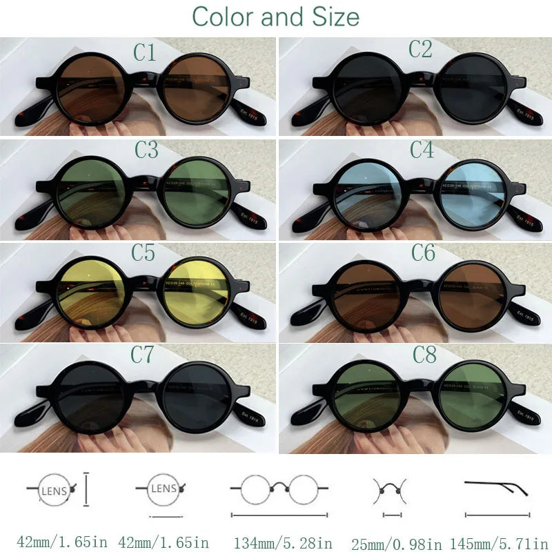 Yujo Unisex Full Rim Round Acetate Sunglasses 4225s Sunglasses Yujo