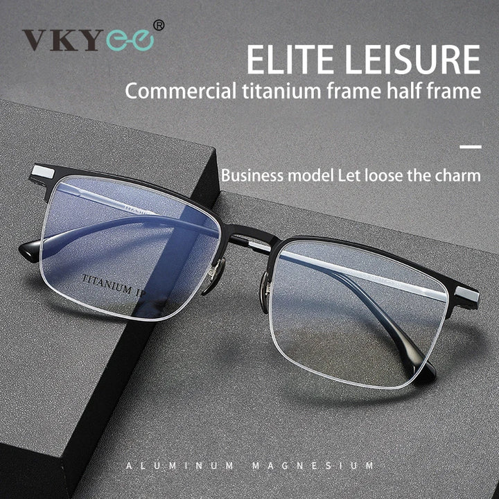 Vicky Unisex Semi Rim Square Titanium Reading Glasses V20261 Reading Glasses Vicky