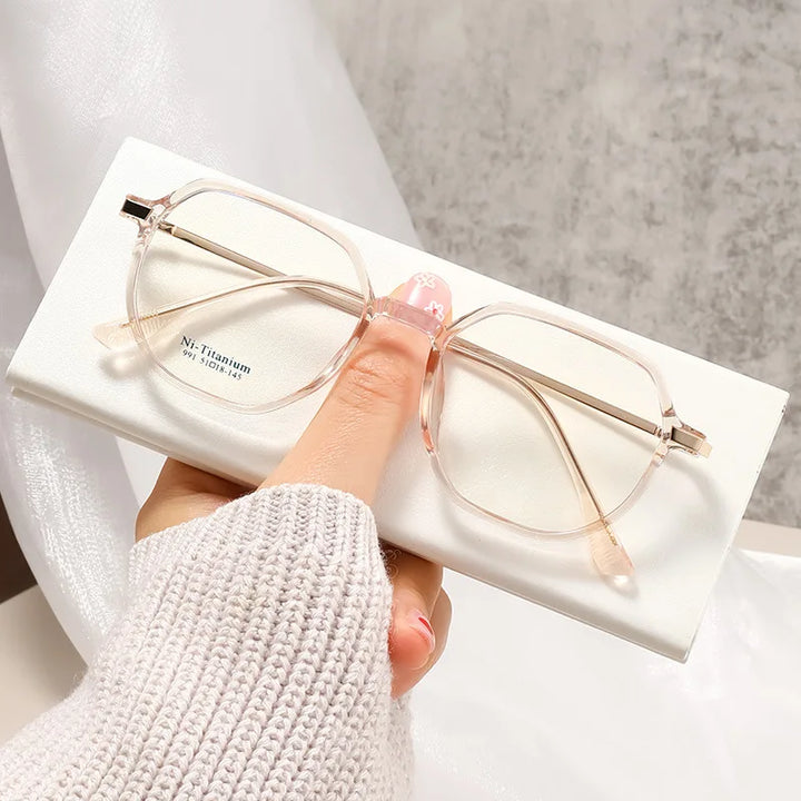 Xbora Women's Full Rim Polygon Square Tr 90 Titanium Eyeglasses 9915